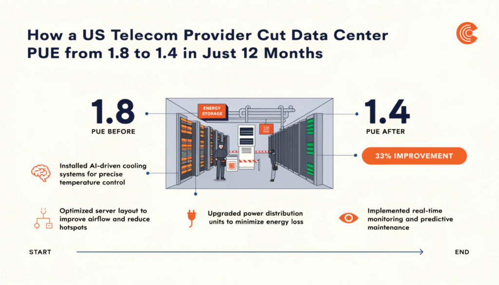 data center PUE reduction case study